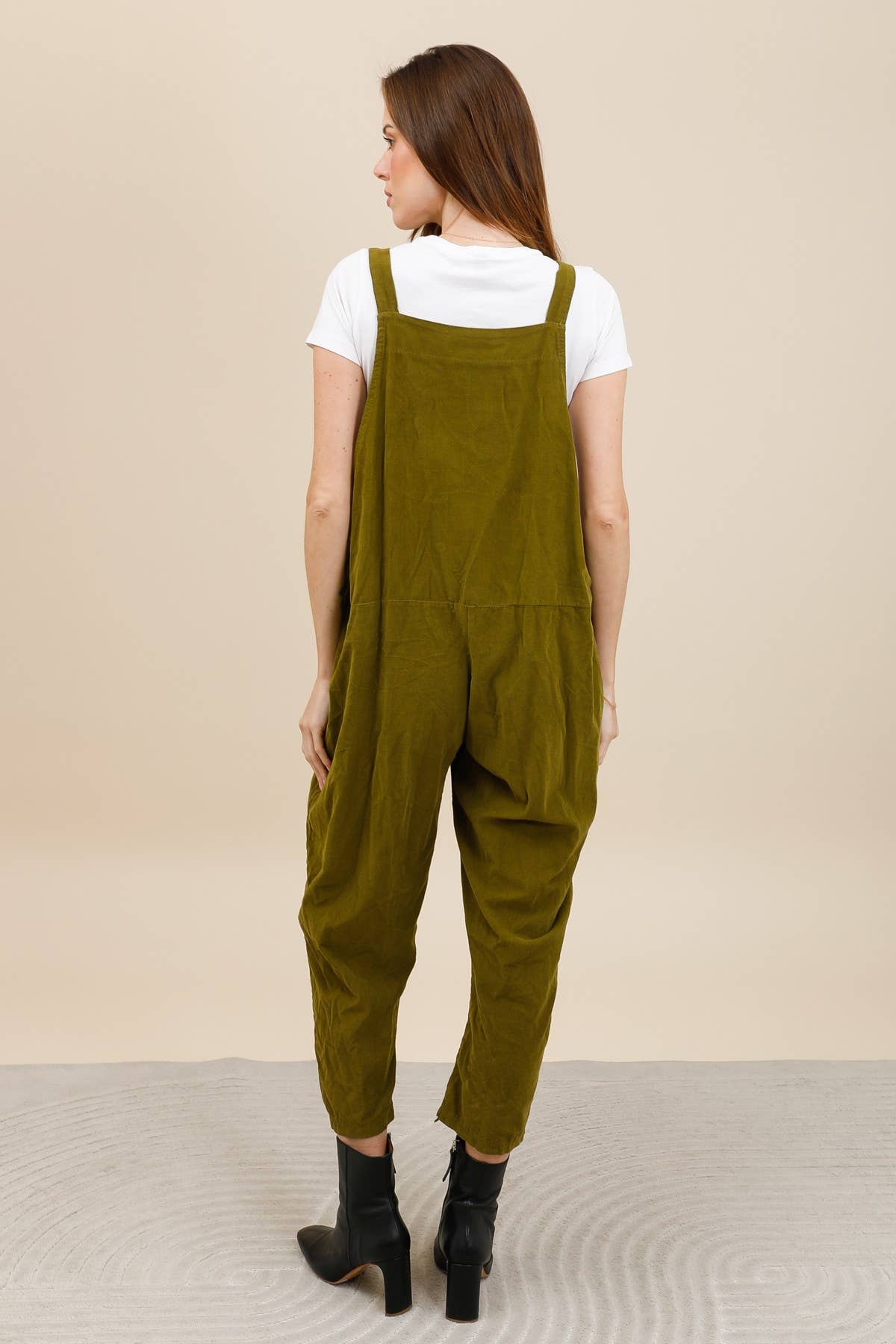Damen-Latzhose aus Cord, weit geschnitten, 100% Baumwolle 668 90007: Marineblau