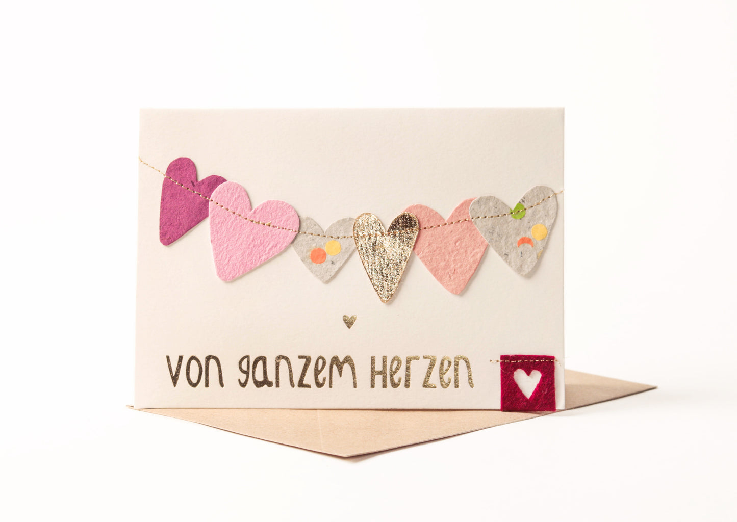 Herzchen Karte "Von ganzem Herzen"