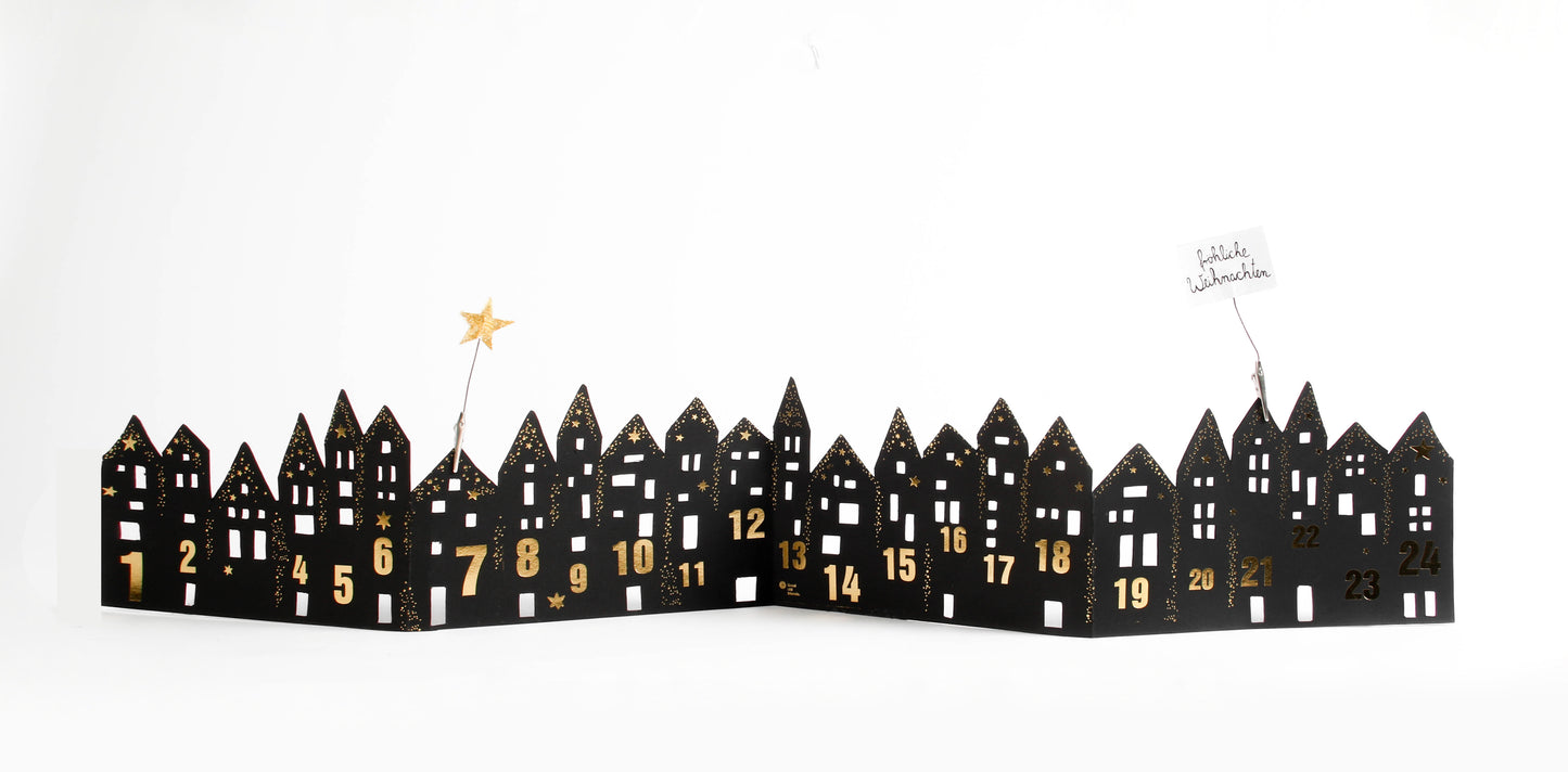 Adventsdorf Silhouette / Adventskalender immwährend