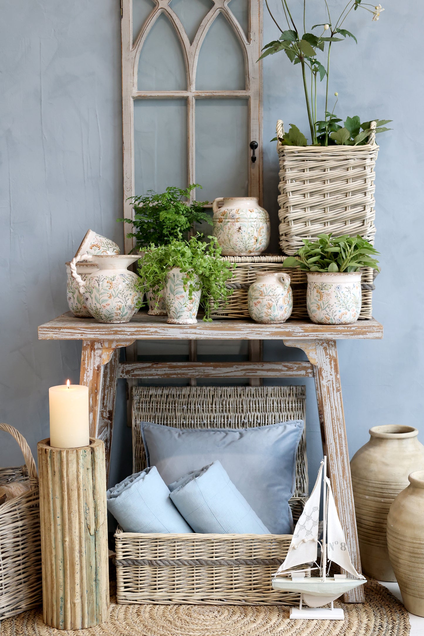 Decke / Tagesdecke / Quilt Vintage sky blue 180x130 cm