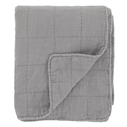 Decke / Tagesdecke / Quilt Vintage franz. grau 180x130 cm