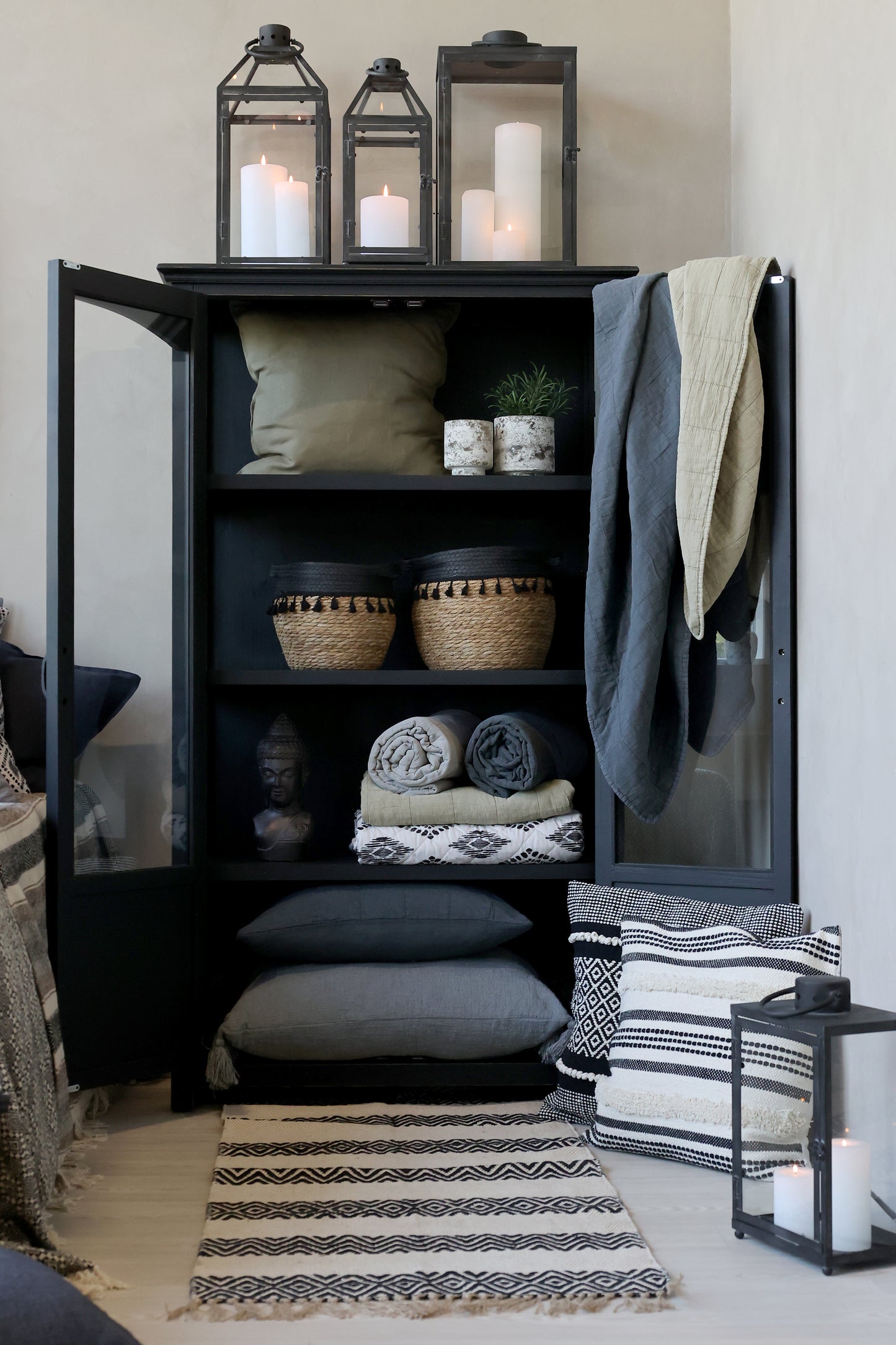 Decke / Tagesdecke / Quilt Vintage franz. grau 180x130 cm