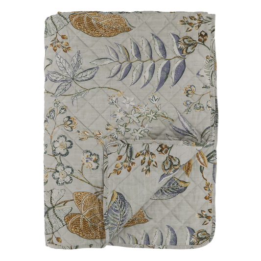 Decke / Tagesdecke / Quilt mit Blumenmuster opal 180x130 cm