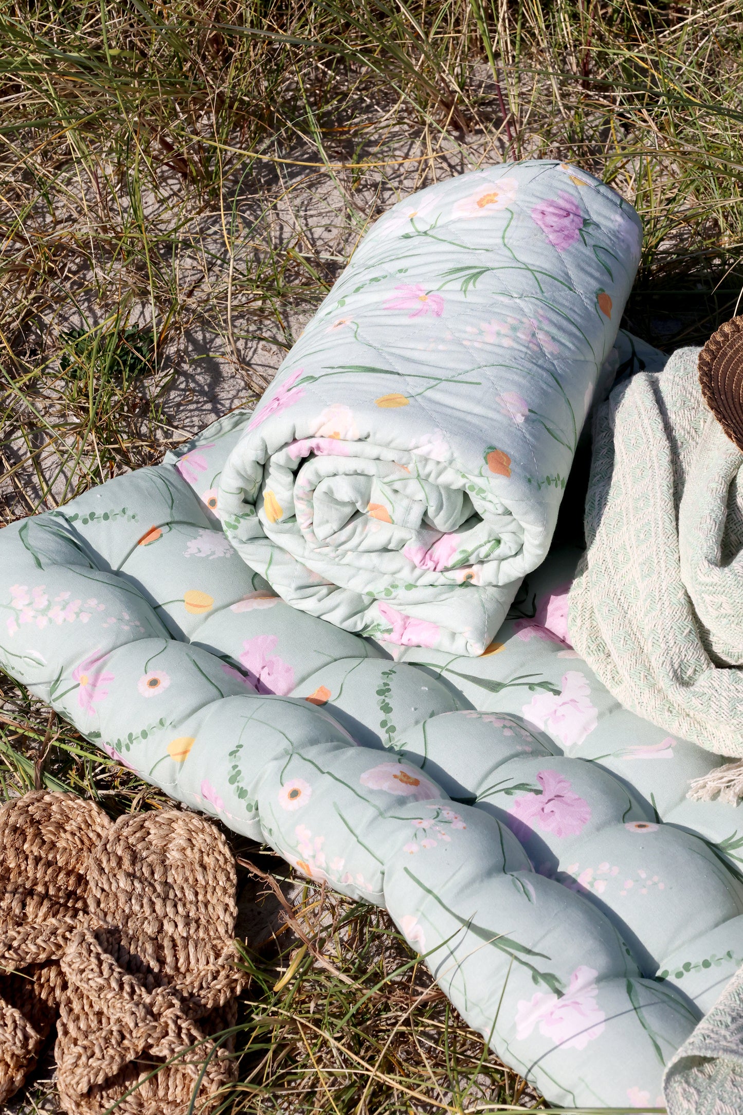 Matratze/Auflage mit Blumenmuster verte 100x60 cm
