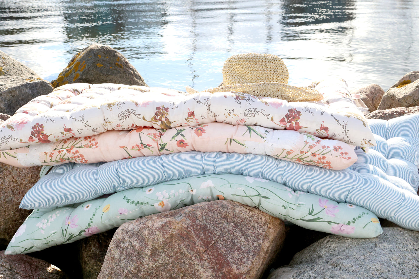 Matratze/Auflage mit Blumenmuster verte 100x60 cm