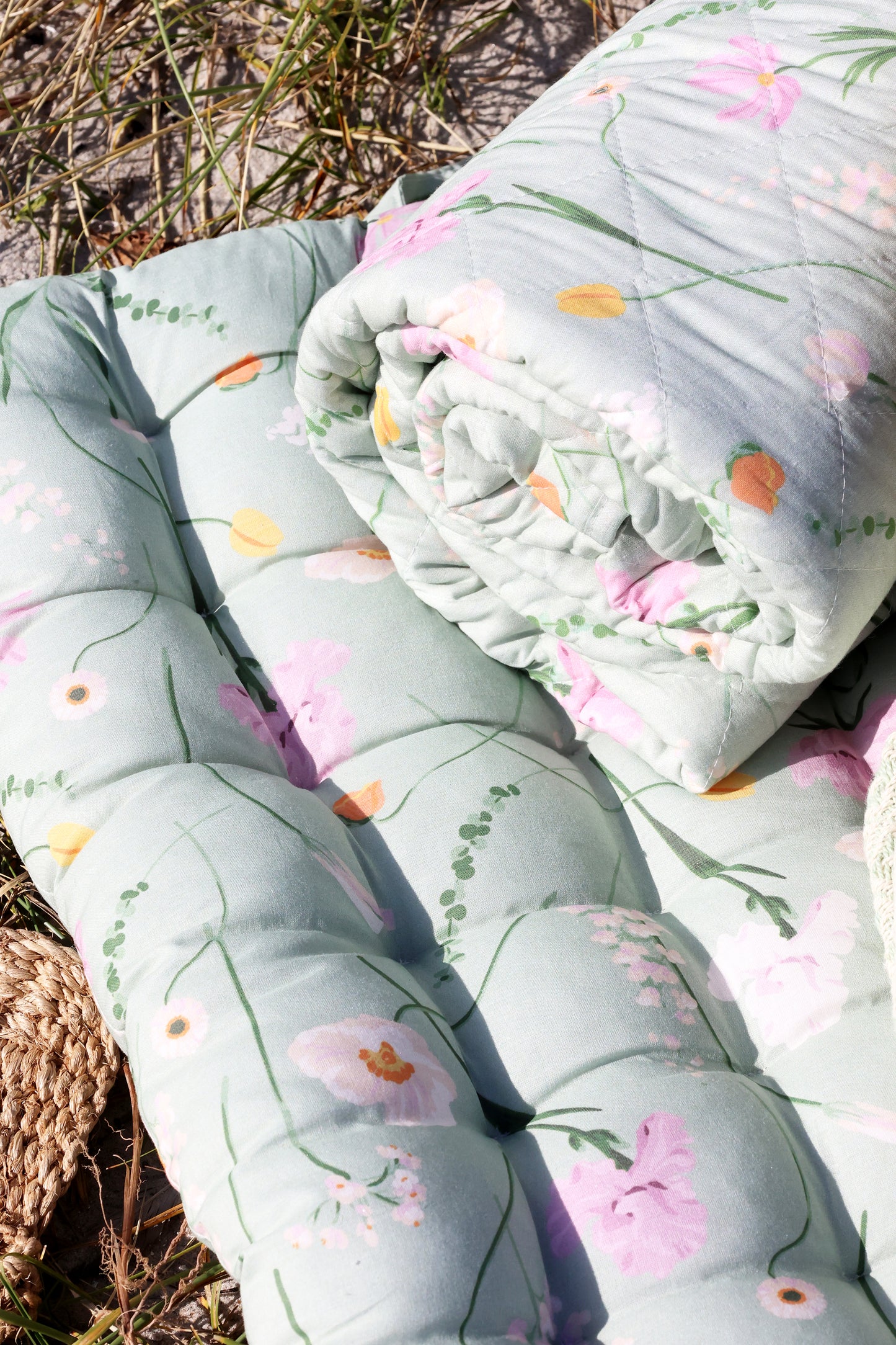 Matratze/Auflage mit Blumenmuster verte 100x60 cm
