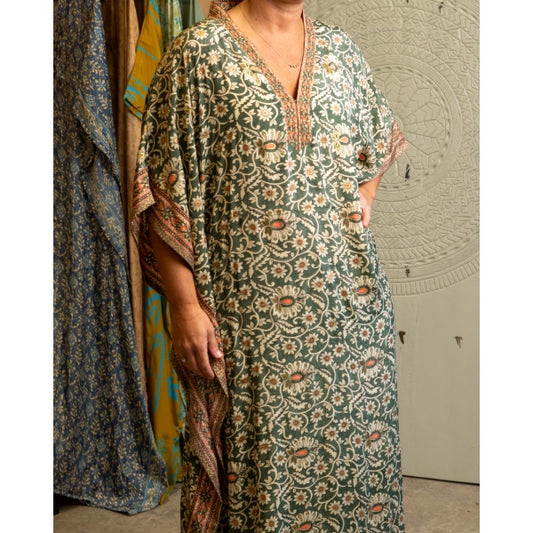 Kaftan Grün mit Orange