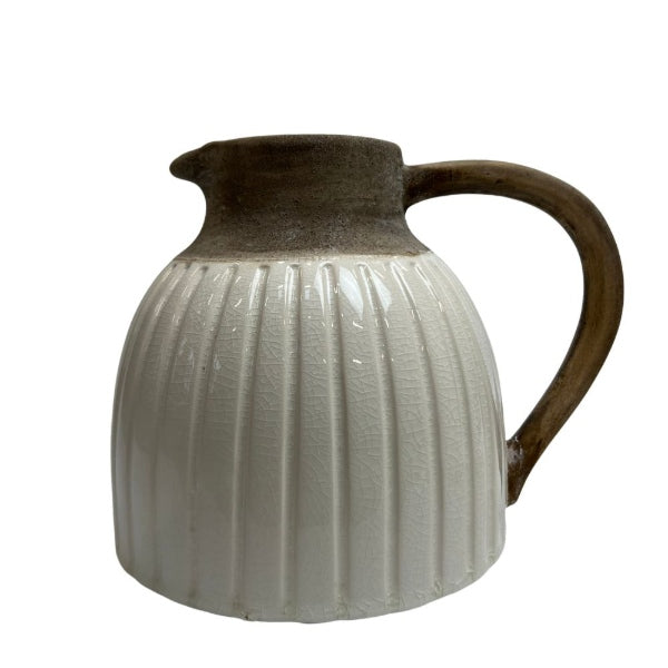 Krug Keramik, weiß/braun