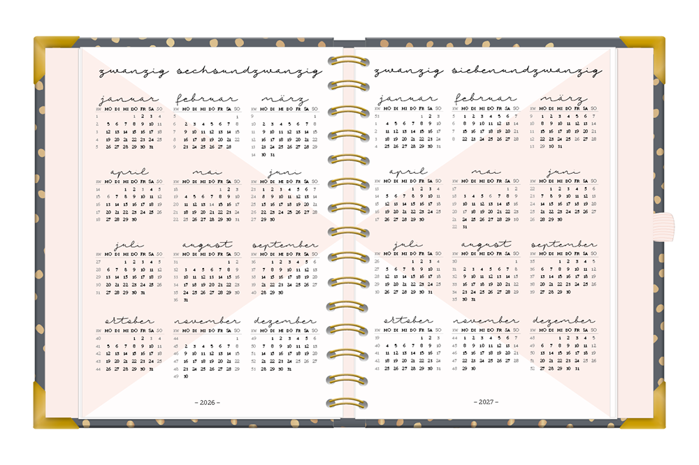 Kalender 2026 Terminplaner A5 Premium Dunkelgrau