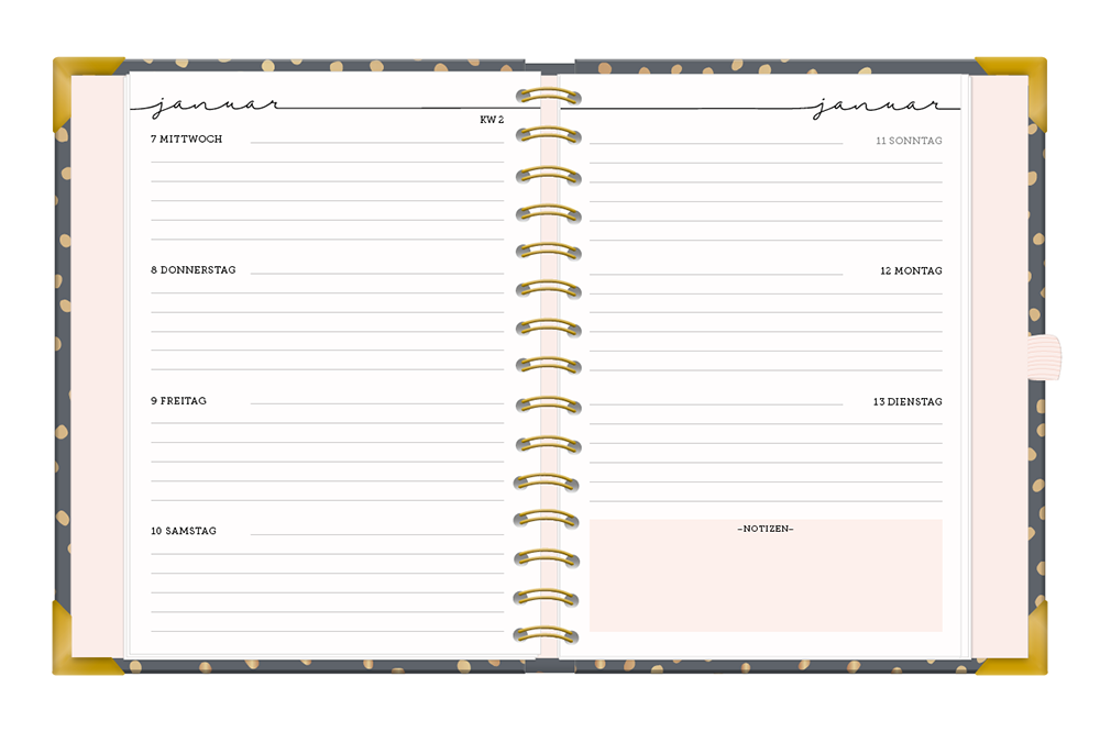 Kalender 2026 Terminplaner A5 Premium Dunkelgrau