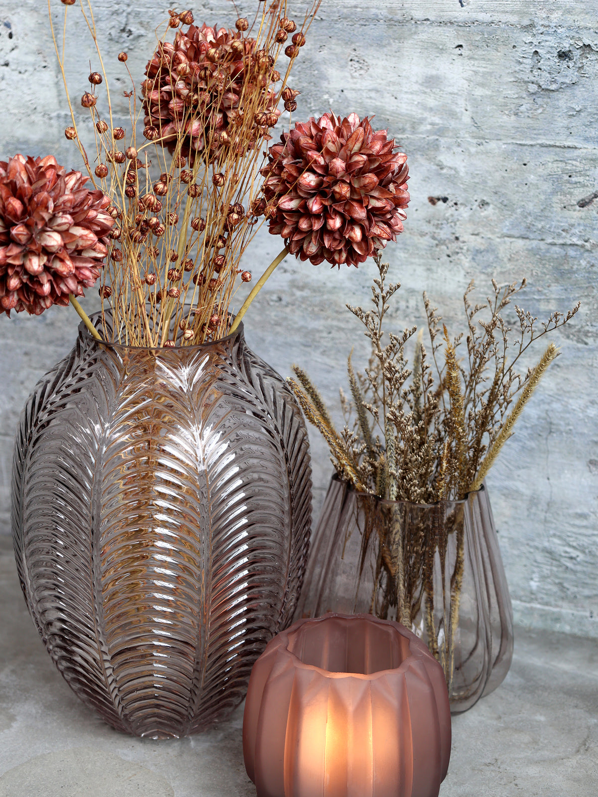 Trockenblumen Flachs taupe