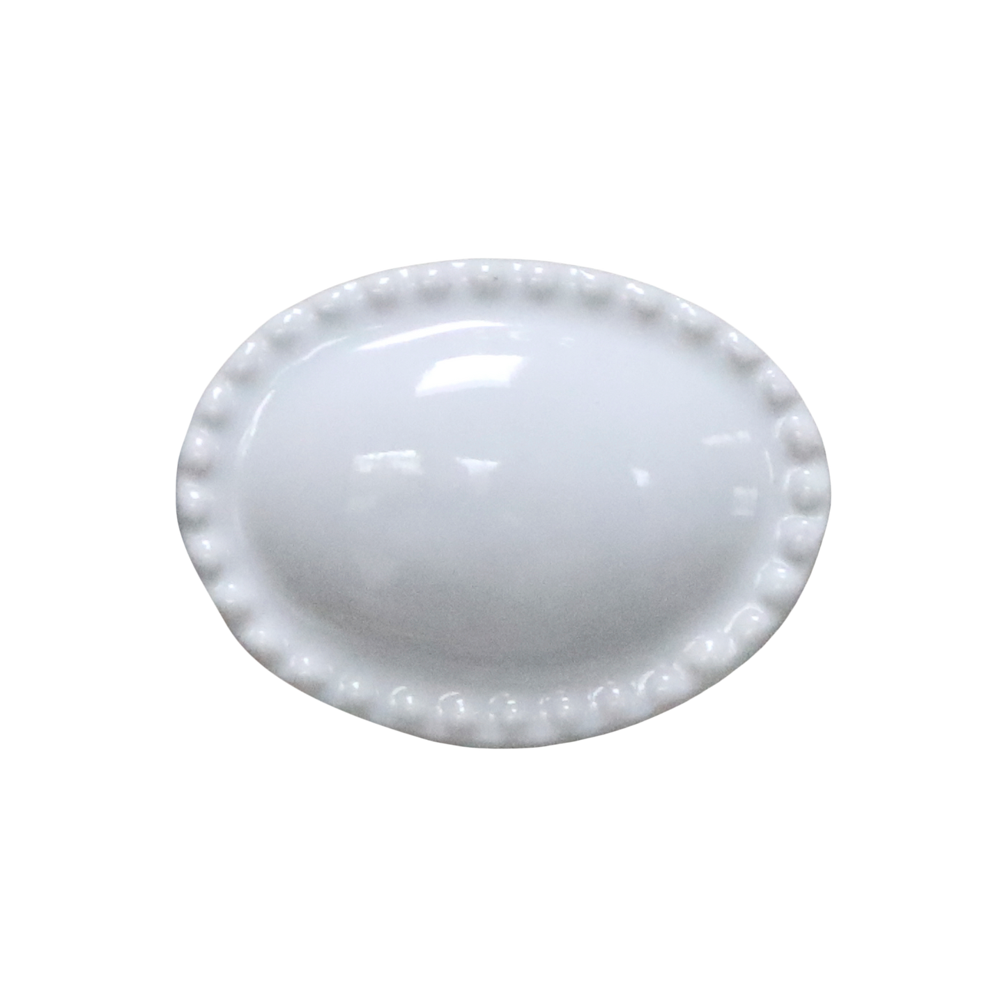 Möbelknopf oval mit Perlenkante creme