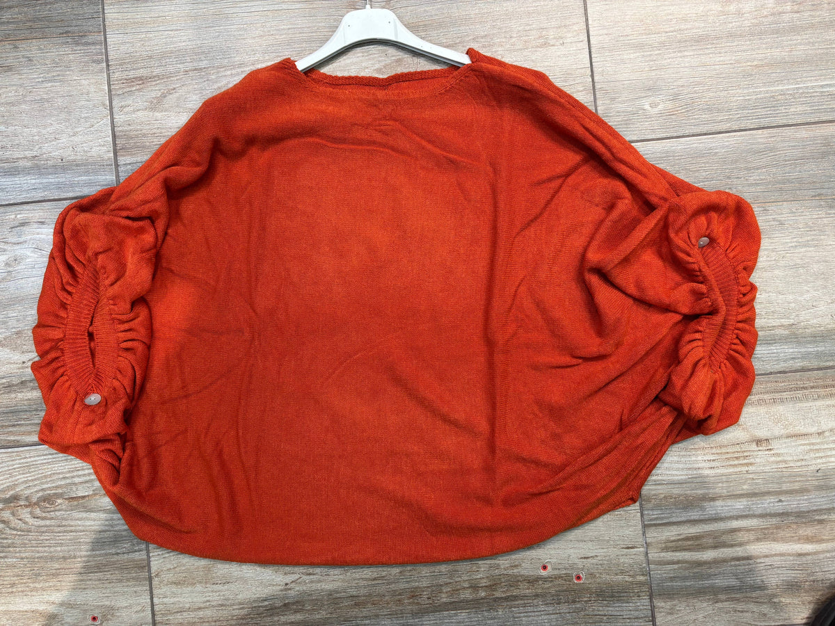 Oversize-Strickpullover mit Fledermausärmeln 22120: Terrakotta