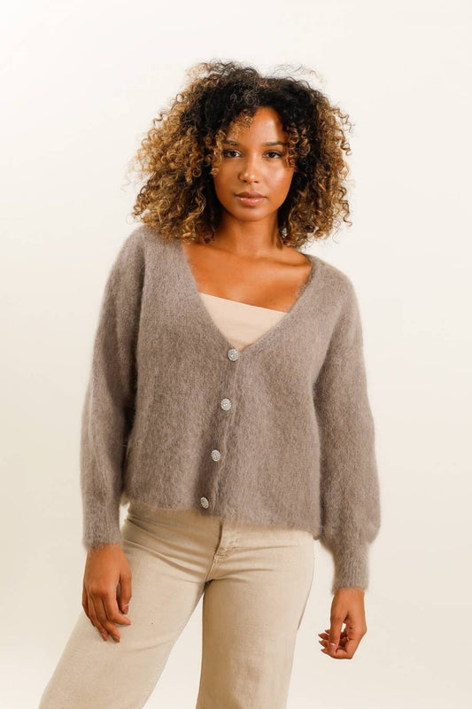Mohair-Cardigan Anthrazit