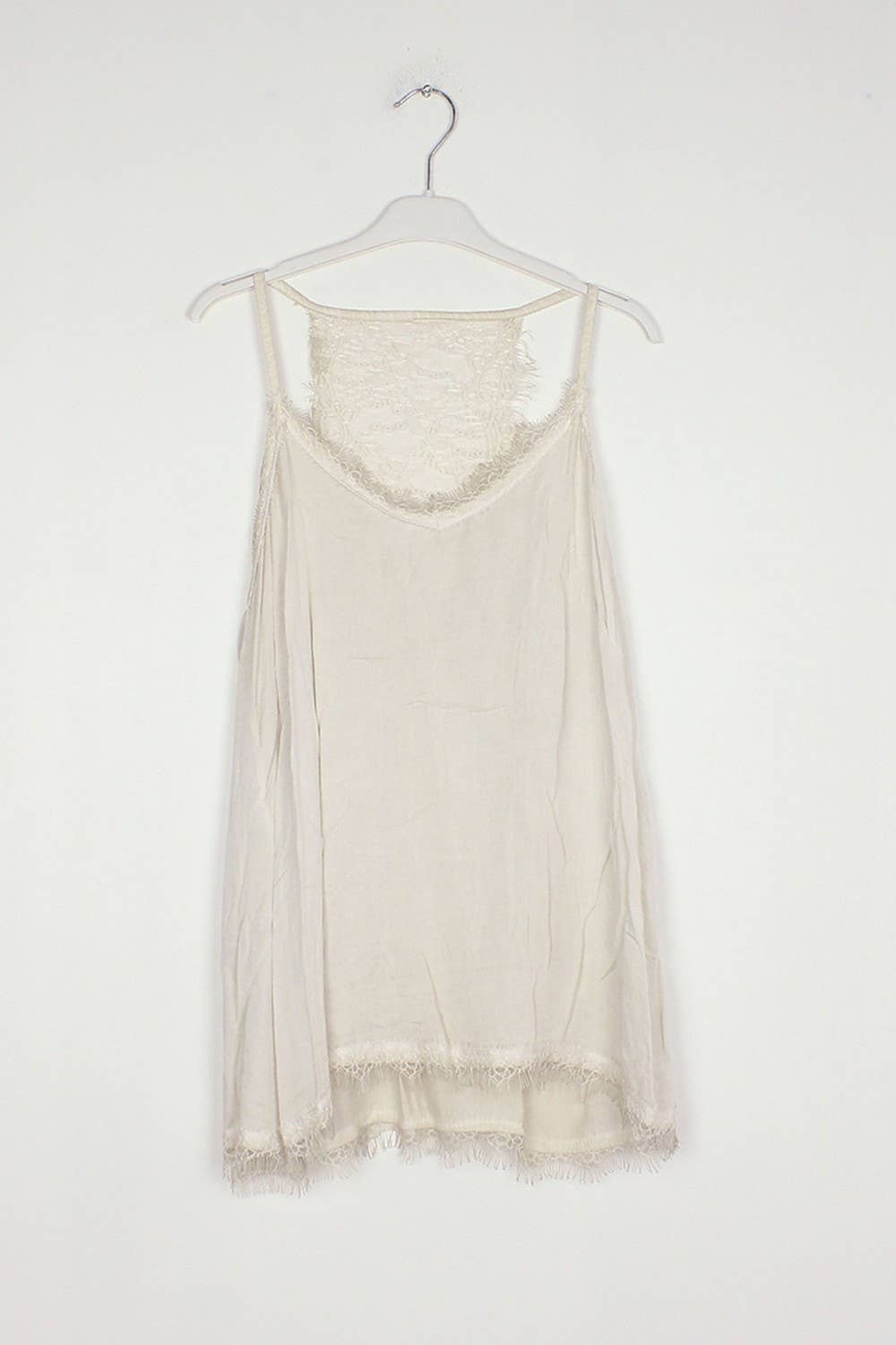 Damen-Top aus 100 % Viskose mit Spitzendetails Beige