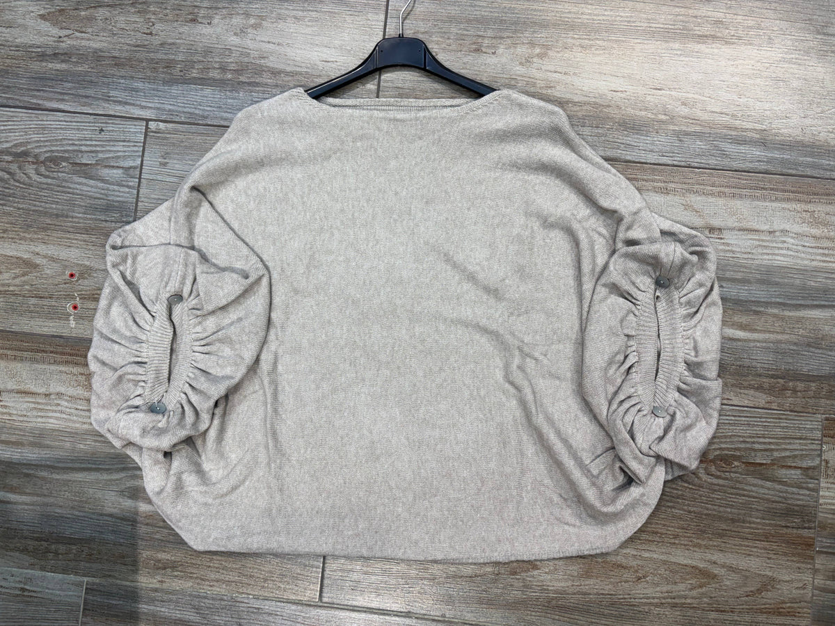 Oversize-Strickpullover mit Fledermausärmeln 22120: Beige