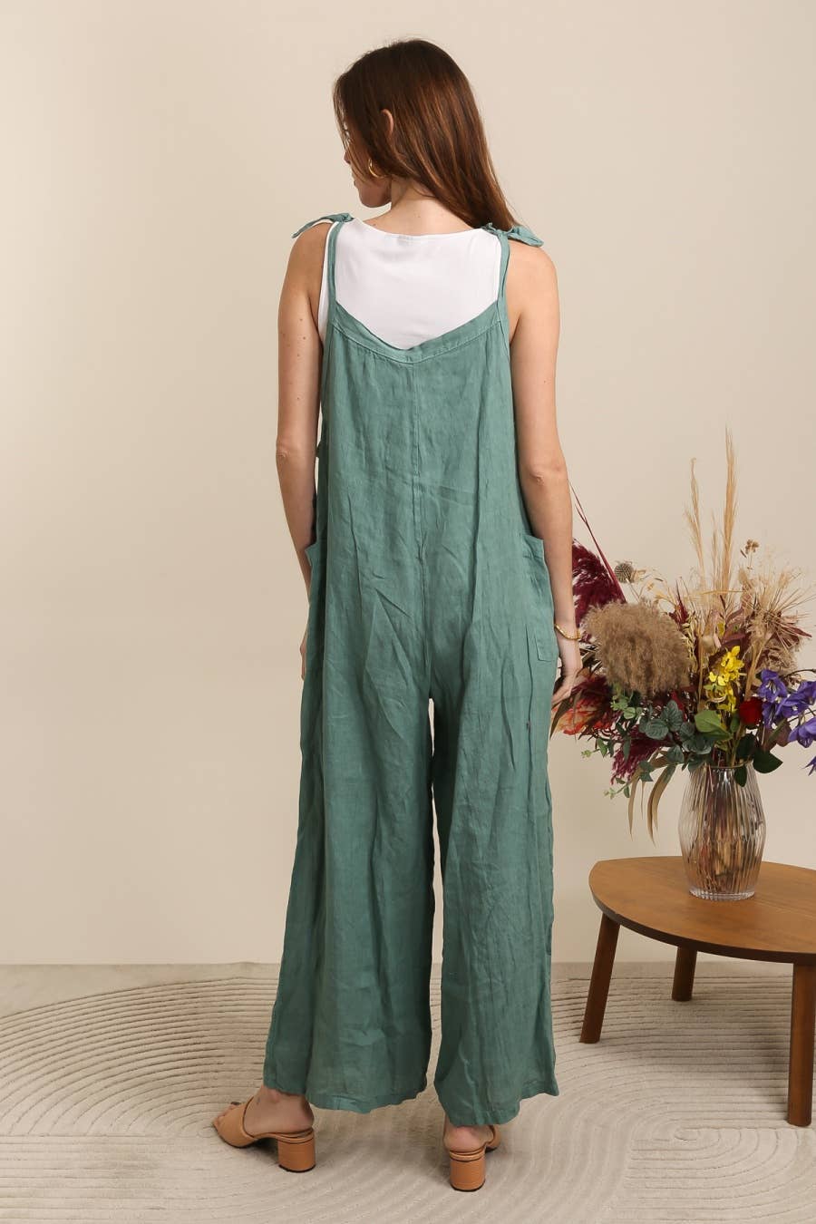100% Leinen-Overall Taupe