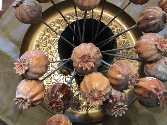 Kunstblume Mohn braun groß