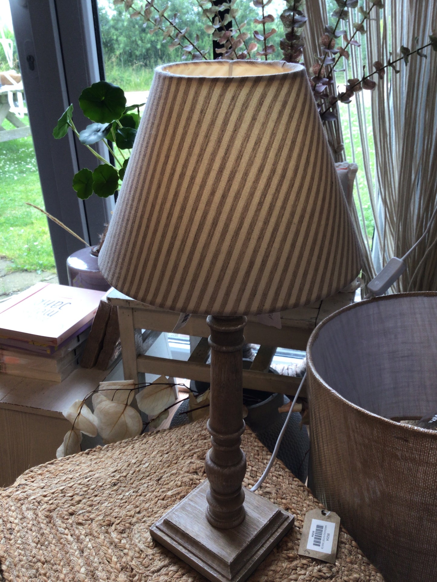 Lampenschirm beige weiß gestreift