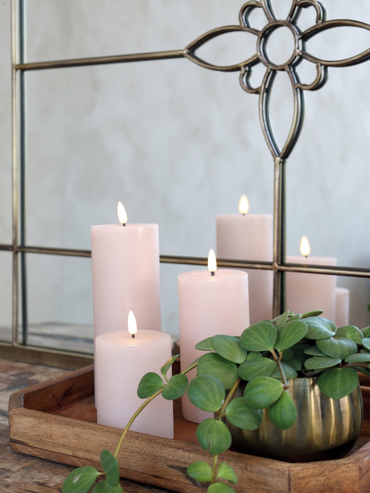 Stumpenkerze LED mit Timerfunktion Rosa