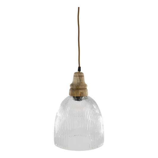 Lampe mit Holzzierhülse geriffelt