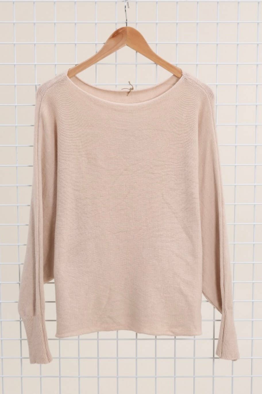 Pullover mit Fledermausärmeln: Beige 0099