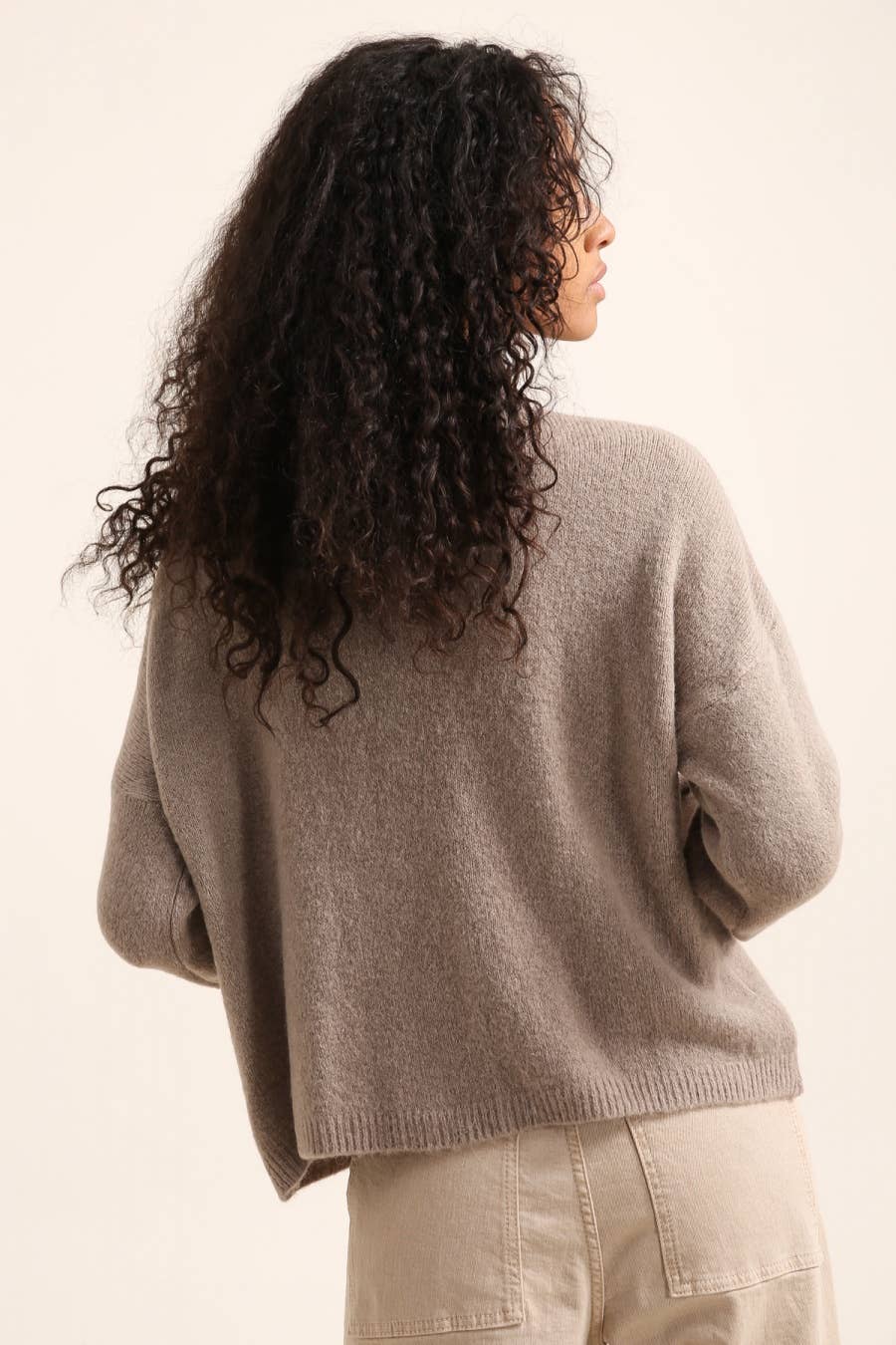 ALPACA Strickjacke mit Kragen Ecru