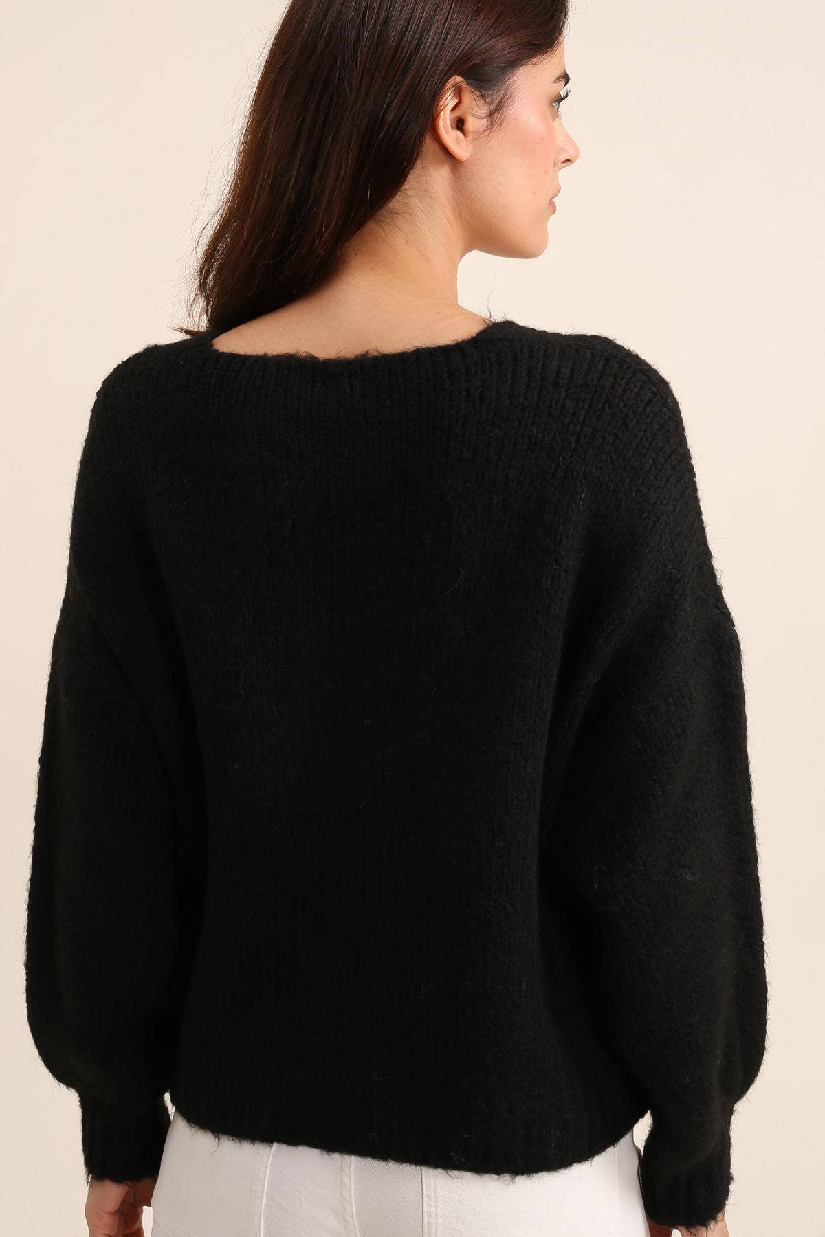 Strickjacke mit V-Ausschnitt und Blumenmuster Rosa