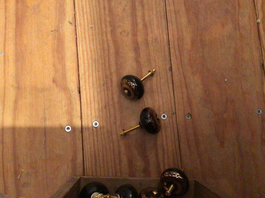 Möbelknopf schwarz mit kupfer