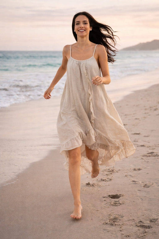 Trägerkleid 72343 100 % Leinen: TAUPE