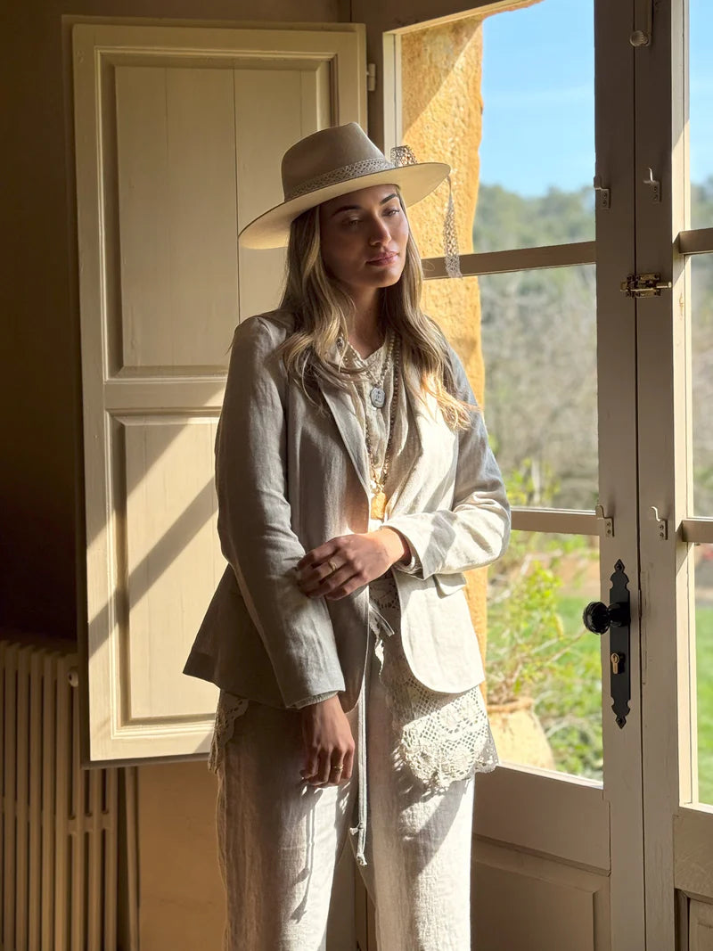 Bluse / Chalky aus Leinen Sand