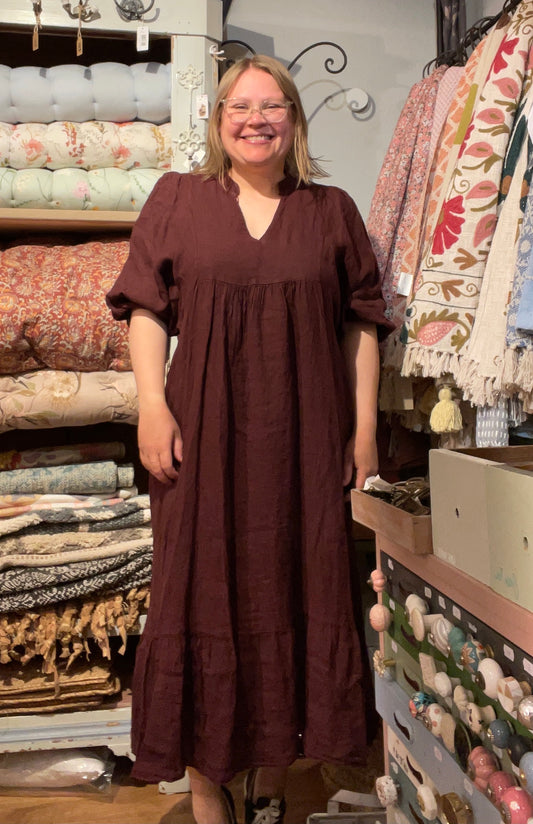 100 % Leinenkleid Bordeaux 1109