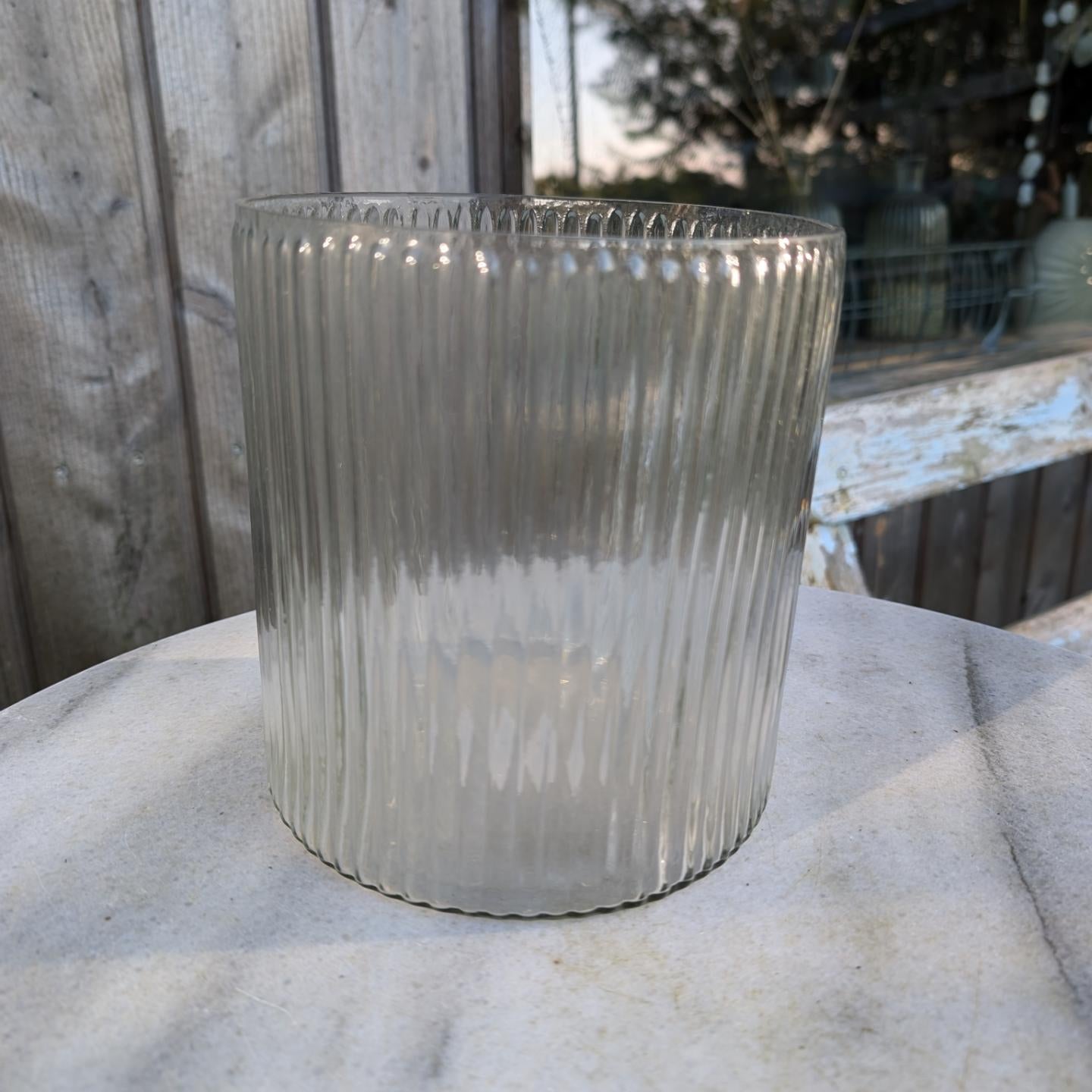 Glas mit Rillen / Windlicht