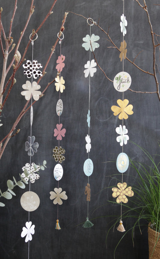 Glückskleekette. Grün Silber