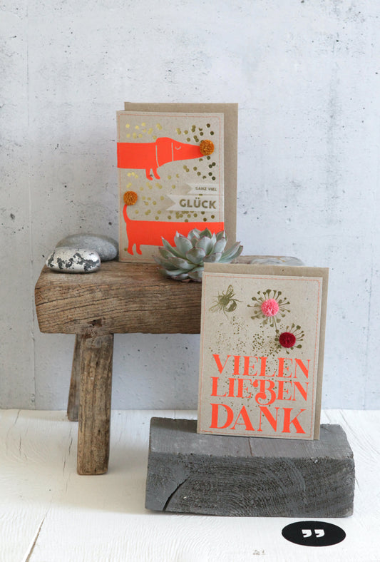 Goldneon Karte Vielen lieben Dank