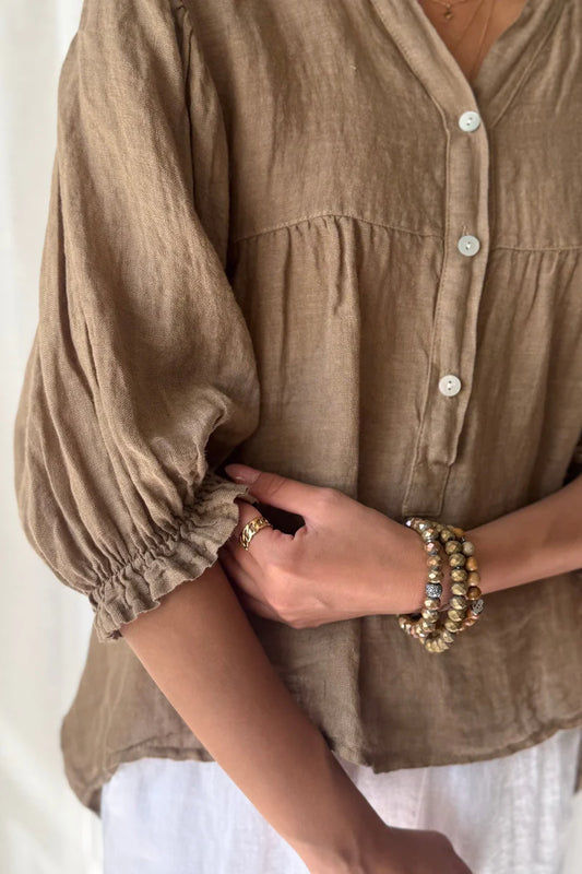 Bluse aus Leinen Savanne