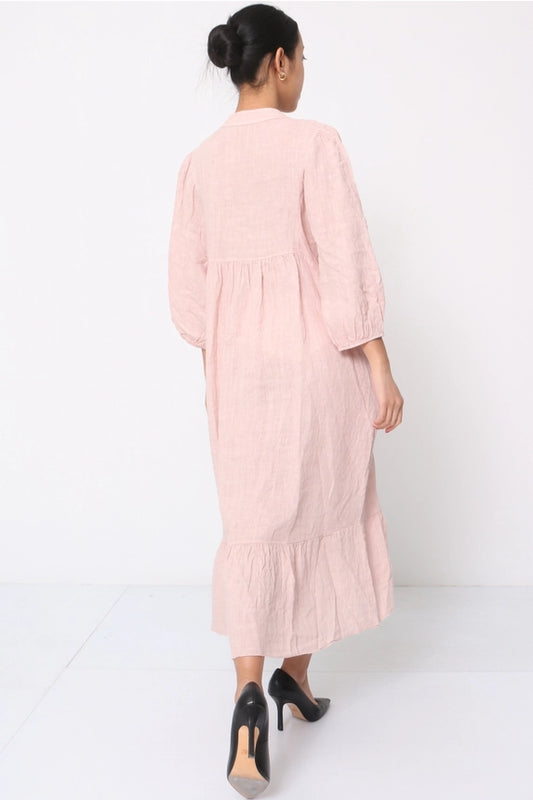 100 % Leinenkleid Rosa 1030