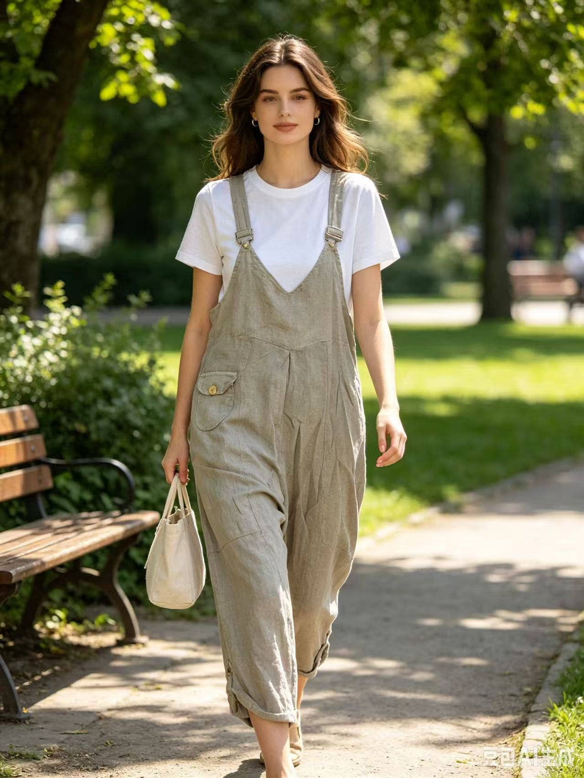 Leinen Jumpsuit REF. 72229: Taupe