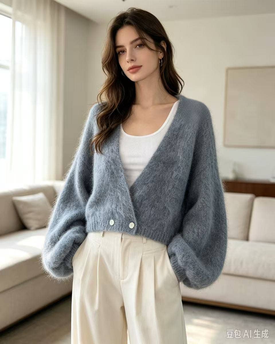 Wickeloberteil aus Mohair 7718: Grau