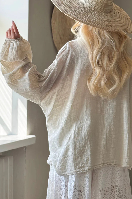 Bluse / Chalky aus Leinen Sand
