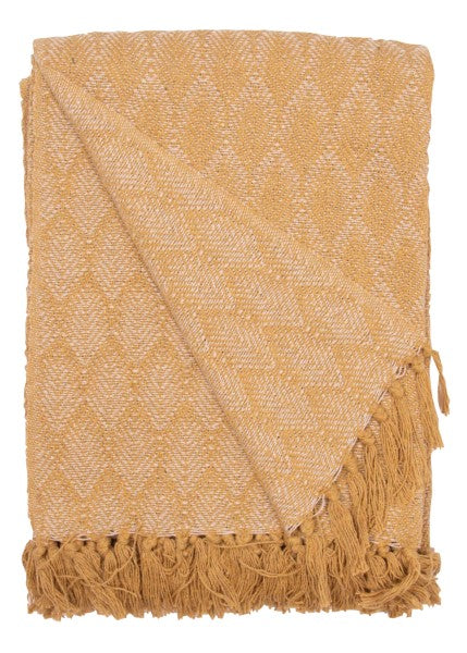 Decke Blatt senf/natural