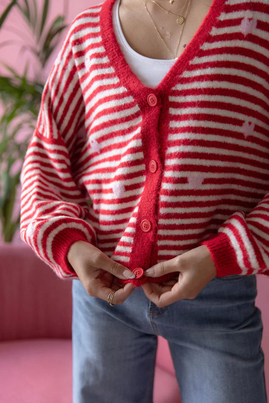 Strickjacke Streifen Herz