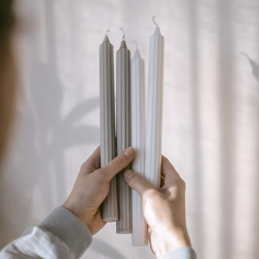 Stabkerzen mit Rillen weiß 4er Set
