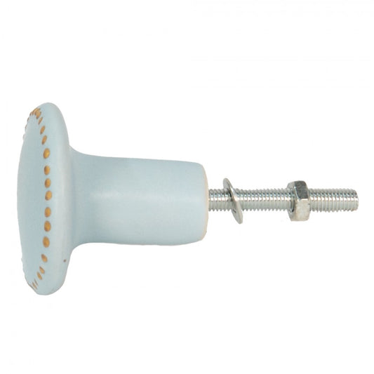 Möbelknopf matt blau mit goldenen Punkten