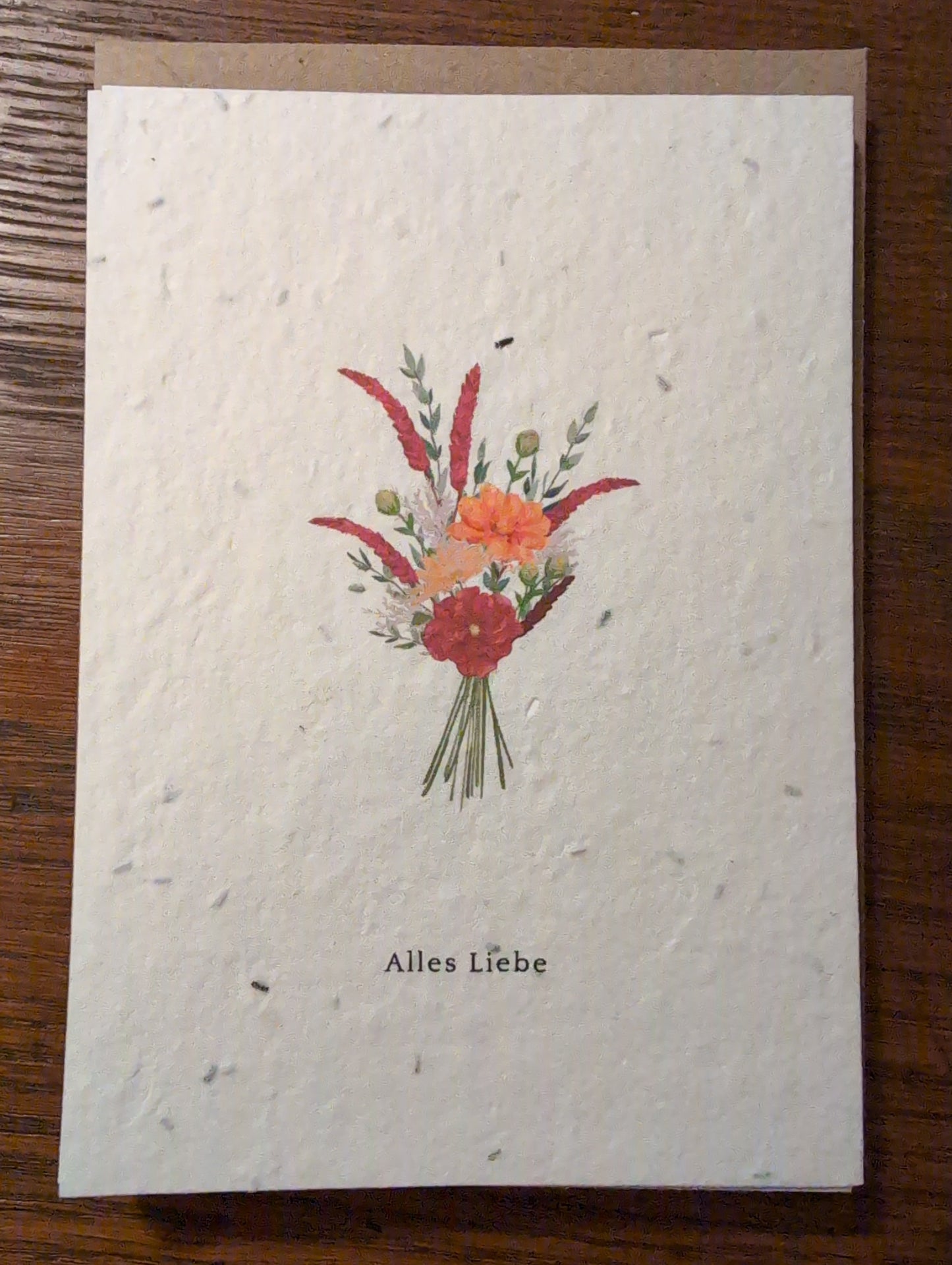 Einpflanzbare Grußkarte mit Umschlag ALLES LIEBE Blumenstrauß