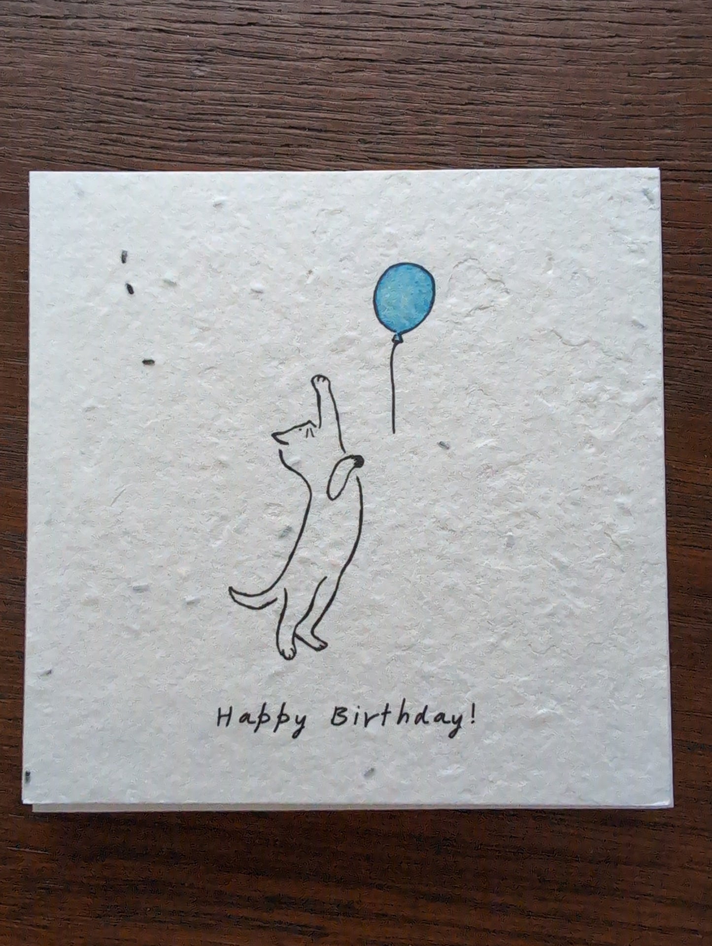 Einpflanzbare Grußkarte mit Umschlag HAPPY BIRTHDAY quadratisch Katze