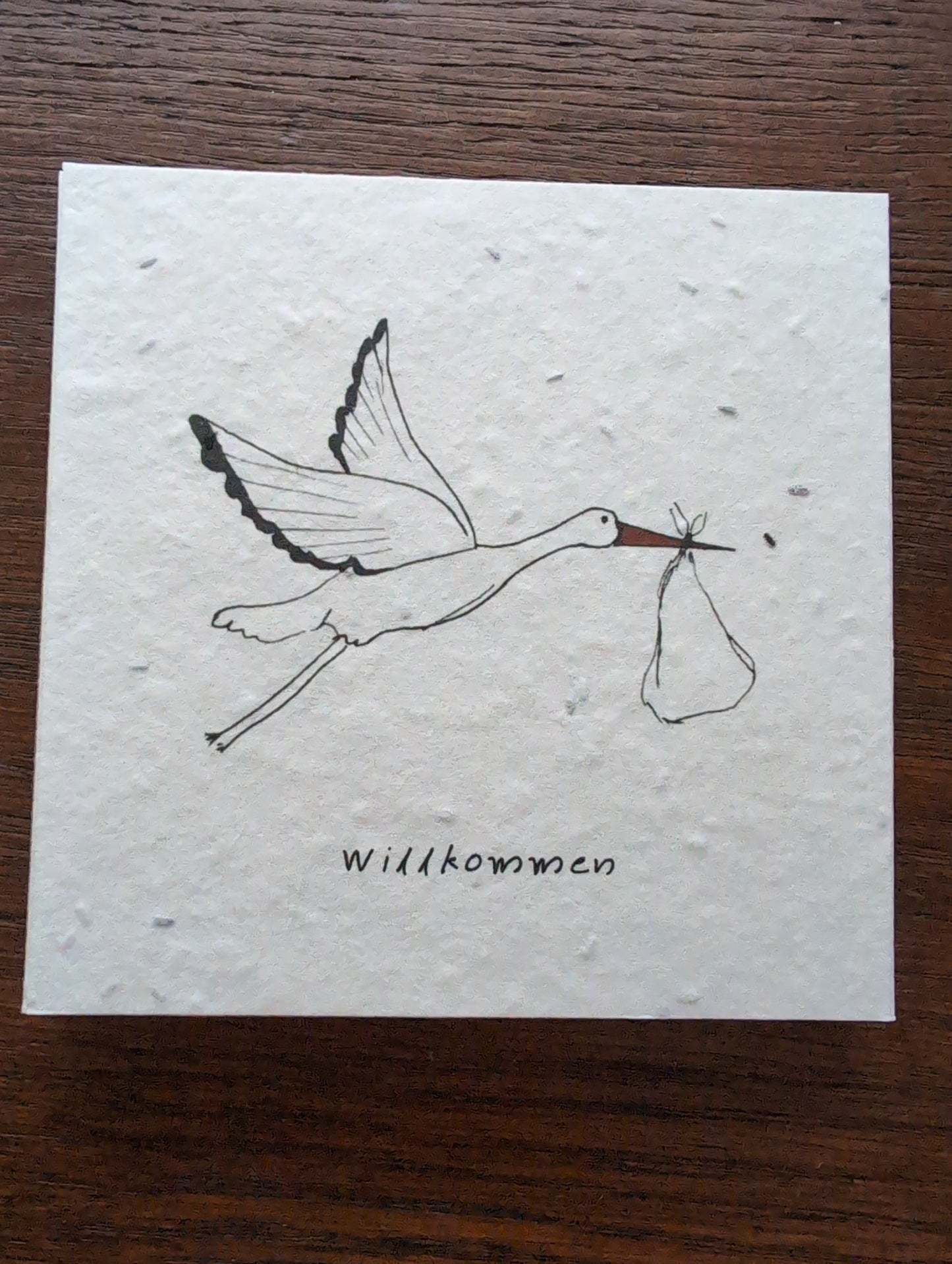 Einpflanzbare Grußkarte mit Umschlag WILLKOMMEN quadratisch