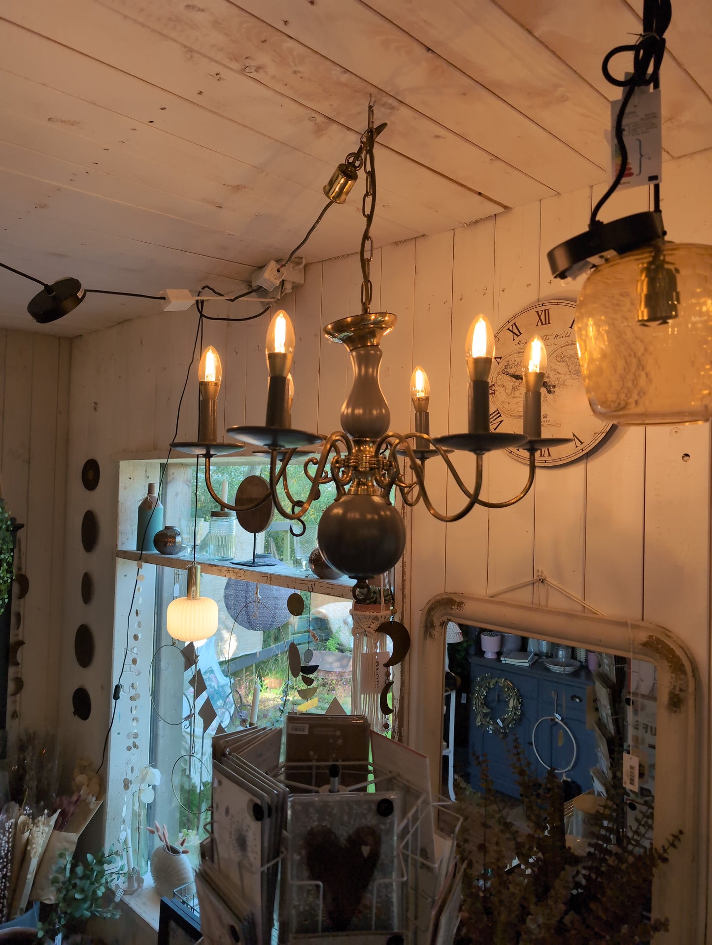 Kronleuchter Messing mit Persian Grey