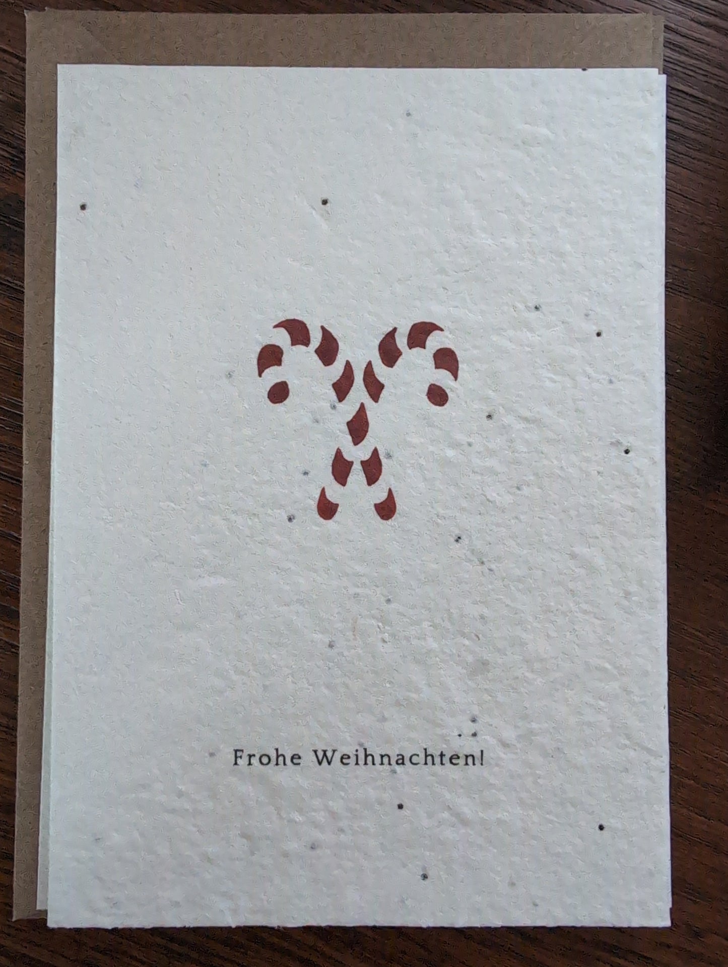 Einpflanzbare Grußkarte mit Umschlag FROHE WEIHNACHTEN! Zuckerstangen