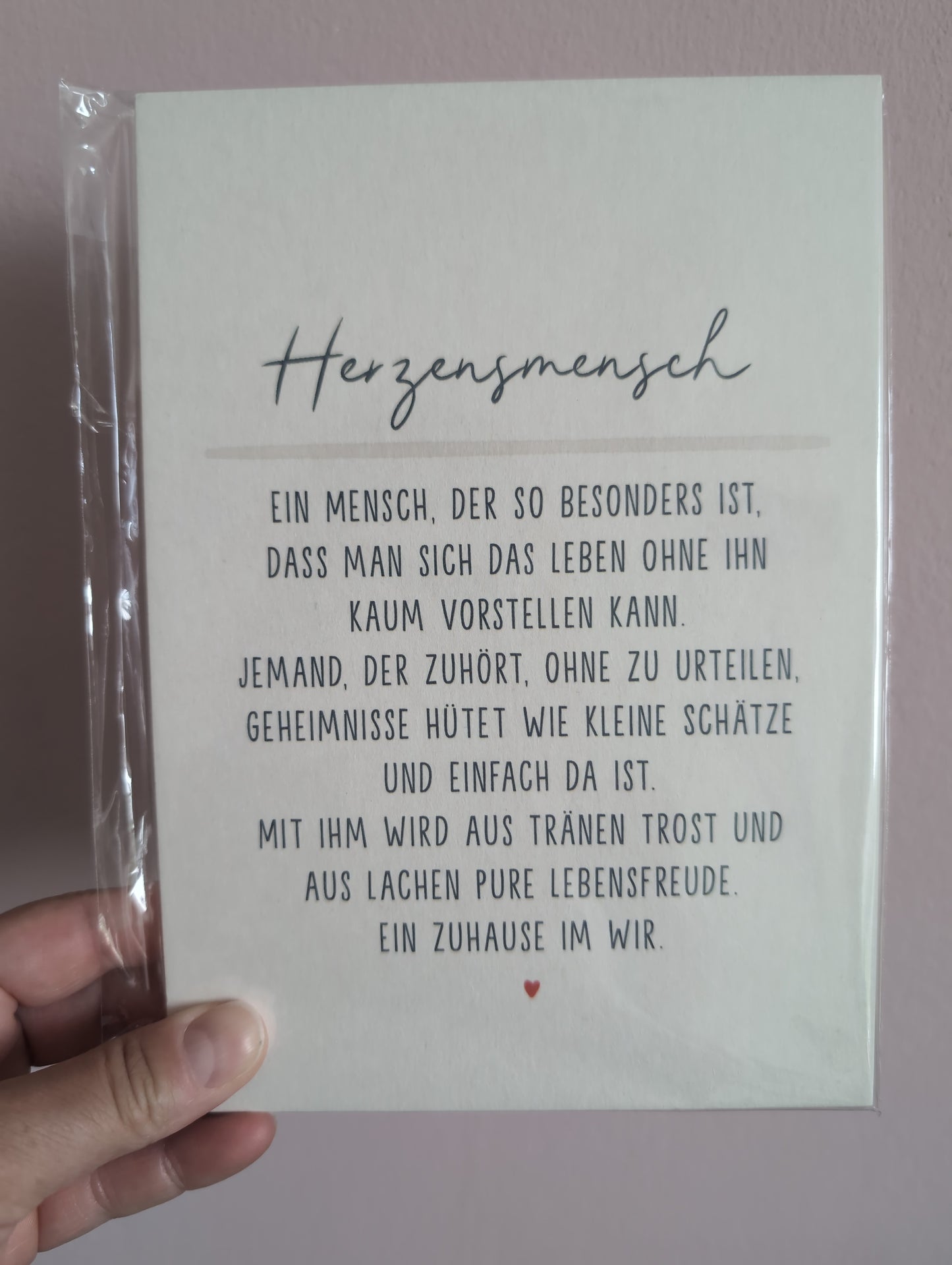 Postkarte groß. Herzensmensch